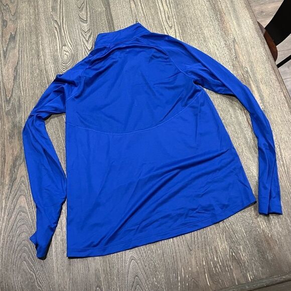 NWOT Nike Mens Dri-Fit T-Shirt Quarter Zip Mock Neck Pullover Royal Blue Large - Picture 3 of 4